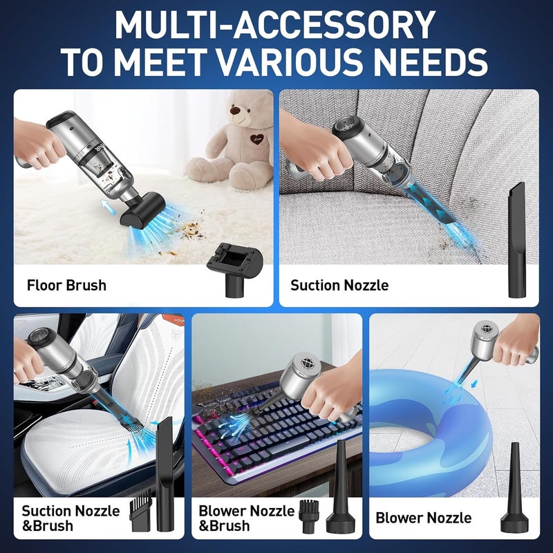 AHNR Handheld Car Vacuum Cleaner Cordless with Brushless Motor, 20000PA High Power Vacuum Cleaner & Air Duster, 3 in 1 Keyboard Portable Mini Hand Held Vacuums Cleaner for Car Home - Image 5